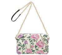 KLL Vintage Fiori Rosa Foglie Verdi Stile William Morris Moda Crossbody Borse Per Le Donne Piccola Pelle Vegana Delle Donne Crossbody Borse Impermeabile Spalla Crossover Bag