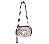 KLL Vintage Fiori Rosa Foglie Verdi William Morris Style Anti Theft Crossbody Bag Donna Trendy con slot per carte di credito Sopra la borsa a tracolla Go shopping