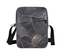 KLL Vintage Golden Leaf Light Gray Sfondo messenger bag per gli uomini Borsa a tracolla in pelle vegana uomo Shopping Borsa Per Viaggio