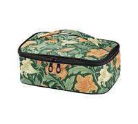 KLL Vintage Orange Lily Fiore Foglie Verdi William Morris Stile Progettato Borse Pranzo per gli Uomini Spiaggia Lunch Box per Adulti con Maniglia Bolsa térmica para comida