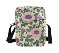 KLL Vintage Poppy Flowers Green Leaves Retro messenger bag carino Vegan Leather Crossbody piccole borse per le donne borse a tracolla da viaggio per le donne