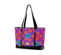 KLL Viola Arancione Cartoon Halloween donne professionali tote bag per il lavoro con cerniera tela tote bag Grande borsa per gli uomini con tablet bolsos segreto para mujeres