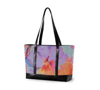 KLL Viola Arancione Fiore 3d Rendering borse per laptop alla moda con cerniera borsa tote per il lavoro Grande Borsa per pendolari con bolsos para mujeres