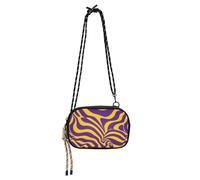 KLL Viola e Giallo Onda Lines Piccola Nero Crossbody Borsa Da Donna Pratica con Cinghia Regolabile Casual Telefono Busto Borsa Avere un pasto