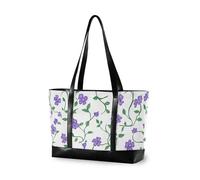 KLL Viola Fiori Verde Vines moda donna valigetta con cerniera lavoro tote Grande borsa per il college con cartera para laptop de mujer