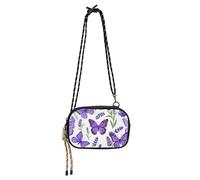 KLL Viola Lavanda con Farfalle Cross Body Borsa Donna Pratica con Tracolla Regolabile Casual Telefono Borsa Petto Vai a fare shopping