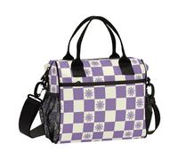 KLL Viola Sun Checker Plaid Modello Regolabile Maschio Lunch Bag con Tracolla Lunch Tote per le Donne per Università loncheras para Mujeres de Trabajo