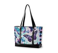 KLL Viola Tie-dye Farfalle essenziali borsa da viaggio con cerniera tote bag Grande borsa per l'università con pranzo bolso de trabajo para mujer