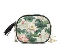 KLL Water Lily Summer Flowers Piccola borsa a tracolla da donna impermeabile con cinturino regolabile Borsa casual per telefono Petto Avere un pasto