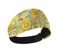 KLL Western Boho Girasoli Cactus Fascia di Raffreddamento per le donne Moda Elastica Fasce per il sudore per la corsa trucco Cal
