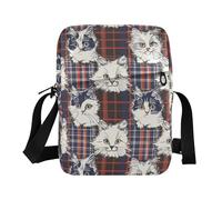 KLL White Cats Red Plaids messenger bag Vegan Leather Borse a tracolla Viaggio Donna Borse a tracolla