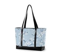 KLL White Cherry Blossoms Soft Blue Portable 14 pollici laptop tote con cerniera computer tote borse per le donne Grande Borsa per le donne lavoro con tablet bolso de trabajo para mujer