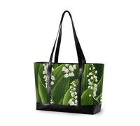 KLL White Lily Of The Valley Beauty Summer Flowers semplice lavoro tote bag per le donne con borsa con cerniera 14 pollici Grande borsa per insegnante con pannolino bolsos segreto para mujeres