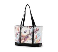 KLL White Rabbit Music Play semplice tote bag laptop con cerniera tote bag con cerniera Grande borsa per palestra con tablet estuche para laptop 14 pulgadas
