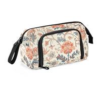 KLL William Morris - Astuccio con motivo floreale retrò, grande capacità, con cerniera, per studenti universitari e per il rientro a scuola