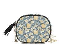 KLL William Morris Borsa a tracolla da donna con frutta vintage gialla e blu, alla moda, con scomparti per carte di credito, borsa casual per telefono e appuntamenti