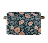 KLL william Morris - Cestini portaoggetti con fiori di pesca, blu scuro, pieghevole e impermeabile, con manico robusto, mini mini confezione da 2 per dispensa
