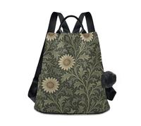 KLL William Morris Daisy Pattern Fashion zaino da viaggio alla moda zaini per laptop da donna per lo shopping quotidiano universitario con portachiavi pompon