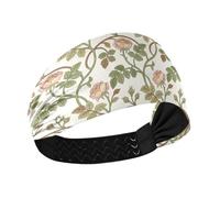 KLL William Morris - Fascia elastica per capelli da donna, alla moda, con rose rosa, stile retrò, per corsa, trucco, ciclismo