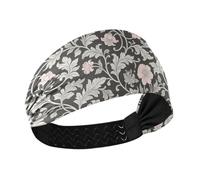 KLL William Morris - Fascia elastica per capelli da donna, con fiori rosa vintage, antiscivolo, alla moda, per allenamento, lavaggio viso, ciclismo