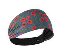 KLL William Morris Red Alabia Poppy Pattern Raffreddamento Sport Fasce per le donne Bandane elastiche per la testa per le donne per atletica Sport escursionismo Ciclismo
