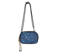 KLL William Morris Style Blue Floral Pattern Nero Crossbody Bag Uomo Pratica con Tracolla Regolabile Borsa Nera Fai una passeggiata