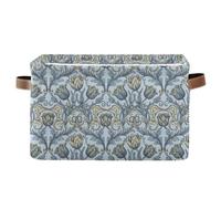 KLL William Morris Tulipani Blu e Giallo Pattern Cestini portaoggetti, cestini pieghevoli e impermeabili Organizzazione e scatole di stoccaggio con manico robusto Cestini Decorar 2 Pezzi per cucina