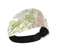 KLL William Morris Vintage Pink Columbine Fasce per il sudore raffreddamento fascia elastica testa per le donne per yoga basket pallavolo