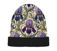 KLL William Morris Viola Iris Flowers Pattern Berretti Cappelli Uomini | berretti in maglia da donna caldi per essenziali gorro para frio