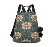 KLL William Morris - Zaino alla moda per adolescenti, alla moda, per viaggi, lavoro, tutti i giorni, con portachiavi con pompon