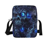 KLL Witchy Skull Blue Neon Eyes piccola borsa a tracolla per le donne in pelle vegana piccole borse a tracolla per le donne borse a tracolla per shopping signora borse a tracolla
