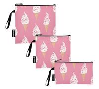 KLL Yummy Ice Cream Peach Confezione da 3 sacchetti riutilizzabili per snack e sandwich borse portatili per ragazzi borse per il pranzo per oggetti da viaggio, organizzazione della casa