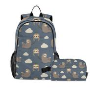 KLL Zainetto con borsa per il pranzo Sleepy Sloth Night Stars Blue Kids Pattern