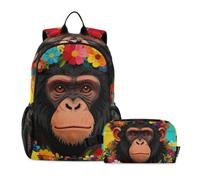 KLL Zainetto con Lunchbox per Ragazzi Gorilla Animali con Ghirlande