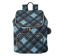 KLL Zaini a quadri neri e blu da donna, antifurto, alla moda, da giorno, borsa a tracolla da donna, per lavoro, scuola, sport