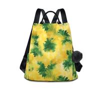 KLL Zaini alla moda gialli e verdi tie-dye per college zaino casual per donne viaggi per viaggi, lavoro, tutti i giorni con portachiavi pompon
