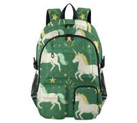 KLL Zaini da viaggio per uomo unicorni magici stelle verde scuro