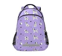 KLL Zaini per bambini con cani dalmata con cuori su viola con clip sul petto borse per libri per ragazzi di scuola di 2 ° grado ragazze mochilas escolares para adolescenti
