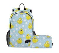 KLL Zaini per ragazzi gialli con simpatico pulcini semplici con lunchbox (scenario) zaino per ragazze 9-10 anni