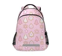 KLL Zaini rosa per bambini grandi con motivo di pan di zenzero con fiocco di zenzero e fiocco di neve per la scuola con cinturino toracico per gli uomini mochila para ni?