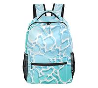 KLL Zaino blu chiaro Water Wave per ragazze e bambini di 8 anni con grandi libri per la scuola di seconda elementare ragazzi ragazze, Onda d'acqua azzurra, Small, Moda