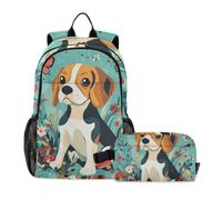 KLL Zaino con portapranzo per ragazzi, stile kawaii, Beagle Dogs Teal