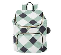 KLL Zaino da donna a quadri nero verde bufalo carino impermeabile borsa da viaggio borsa da viaggio per viaggi sport palestra