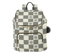 KLL Zaino da donna grigio a quadri con motivo scozzese borsa casual premium shopping zaino da viaggio per shopping sport viaggi