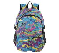 KLL Zaino da viaggio per le donne Cartoon Color Whale Turtle | Bookbag da lavoro,Zaino da donna da 44,5 cm per lavoro,Zaino bagagli