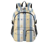 KLL Zaino da viaggio per uomo donna giallo blu strisce stelle | Borsa da lavoro, zaino da uomo da 44,5 cm per viaggiare, borsa casual leggera