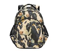 KLL Zaino dal design pulito per bambini ragazzo/ragazza studenti borse per libri borse da viaggio per bambini zaini da viaggio in bianco e nero cartone animato pittura a olio di una mucca