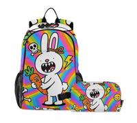 KLL Zaino E Lunch Box Per Ragazzi Strani Conigli