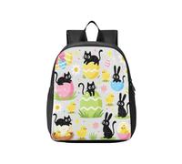 KLL Zaino monospalla per bambini Black Cat Eggs Happy Easter