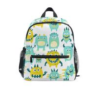 KLL Zaino per bambine e bambini, con scritta "Cute Little Monsters Verde", Carino Piccoli Mostri Verde Giallo, Medium, Moda